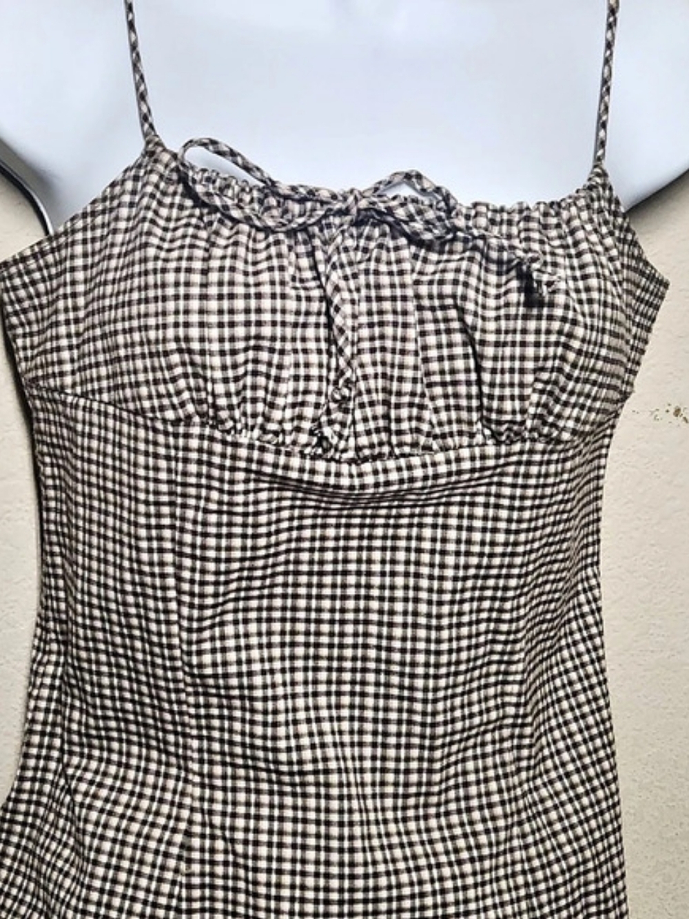Checkered Mini Dress in Brown & Cream